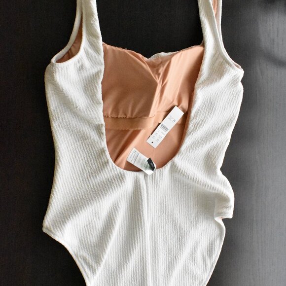 J.CREW Bathing Suit 14 White Bra Pads Lined One Piece Machine Wash - Picture 4 of 5